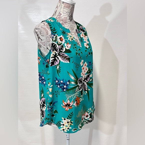 VIOLET & CLAIRE Teal floral sleeveless blouse size M. - Picture 6 of 11